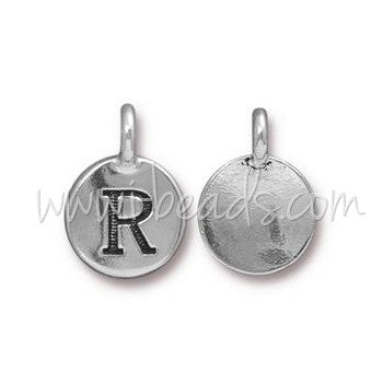 Achat Pendentif charm lettre R argenté vieilli 11mm (1)