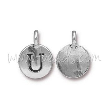 Creez Pendentif charm lettre U plaqué argent vieilli 11mm (1)