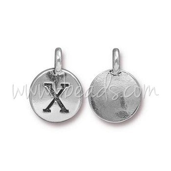 Achat Pendentif charm lettre X argenté vieilli 11mm (1)