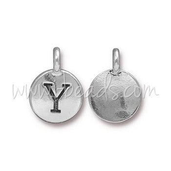 Achat Pendentif charm lettre Y argenté vieilli 11mm (1)