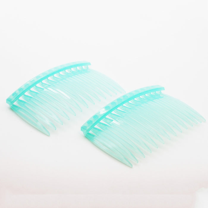 Vente au détail barrettes peignes cyan en plastique à personnaliser x2 46x70mm