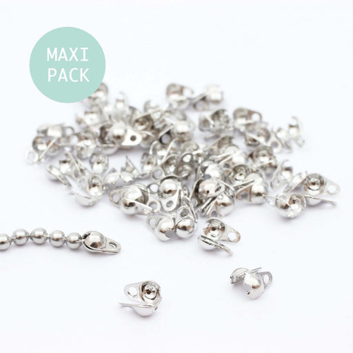 Achat 50 calottes pour chaine à billes 1 - 1,5mm Platine - MAXI PACK - apprêts création bijoux