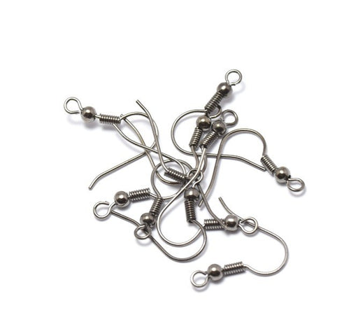 Achat dormeuses crochets x5 paires- boucles d&#39;oreilles noir gun metal 19 mm, trou: 1.5 mm broches: 0.7 mm - sans