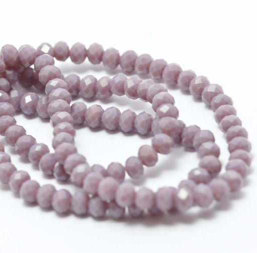 Achat 139 perles t 4x3 mm, trou: 1 mm- violet parme à facettes en verre imitation jade 4x3 mm,