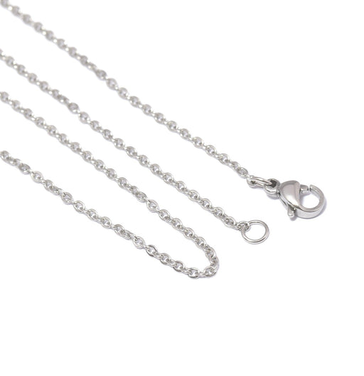 Acheter en gros chaine fine collier complet 45cm en acier inoxydable, 2x 1.5x 0.2mm avec fermoir, couleur platine inox ideal