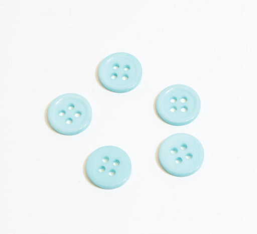 Achat x5 boutons rond turquoise uni en résine - 11mm - à coudre - 4 trous