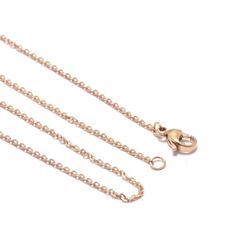 Achat chaine fine collier complet 45cm en acier inoxydable, 2x 1.5x 0.2mm avec fermoir, OR ROSE