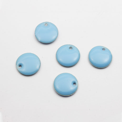 Creez sequins émaillés x5 ronds 12x2mm bleu ciel apprèts bijoux