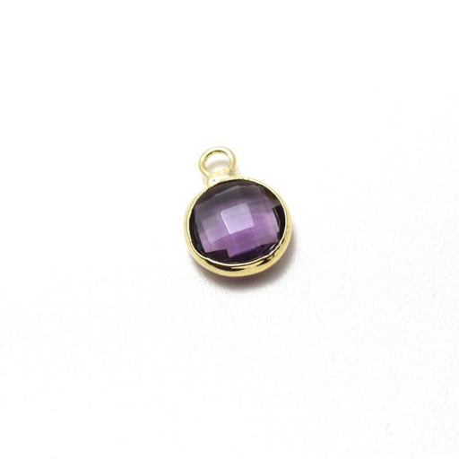 Achat 1 pendentif or 12x9x5 mm, Trou: 2 mm et verre à facettes violet clair avec contours dorés