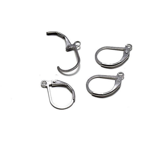 Achat 2 paires dormeuses acier inoxydable x4 boucles d&#39;oreilles inox platine 6x12x0.8 mm - en acier apprèt création bijoux