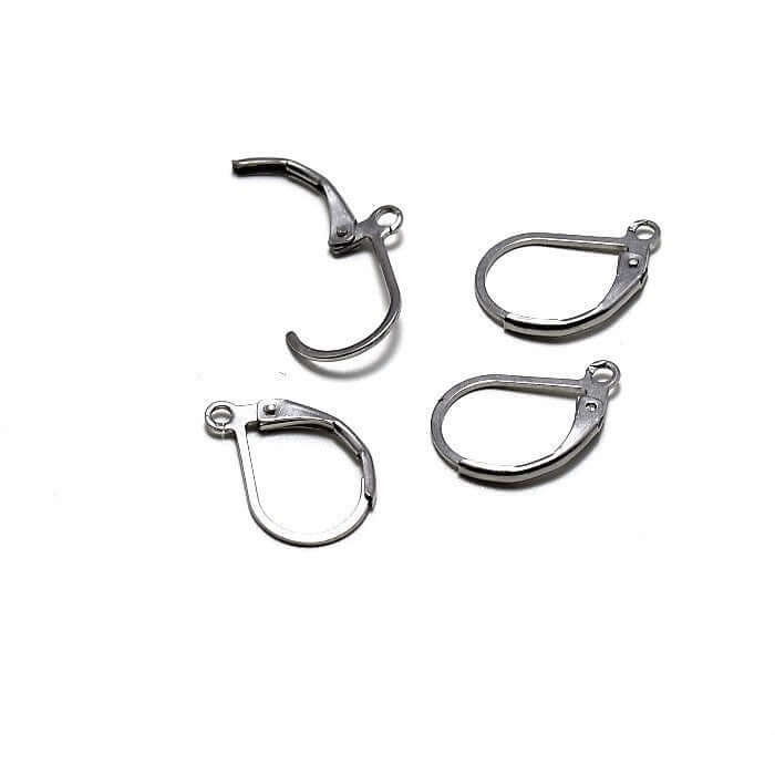 Achat au détail 2 paires dormeuses acier inoxydable x4 boucles d'oreilles inox platine 6x12x0.8 mm en acier apprèt création bijoux