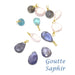 Vente en gros x2 perles goutte saphir 12x8 mm trou environ 0.5 mm forme goutte plate