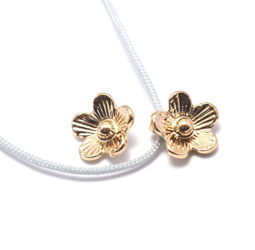 Achat 2 pendentifs (ne terni pas) fleur OR CLAIR en laiton -breloque 9x10x3 mm, Trou: 1.5 mm