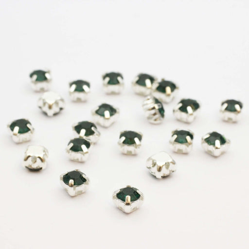 Achat 40 Perles Strass Sertis Carrés Vert sombre 5x4mm