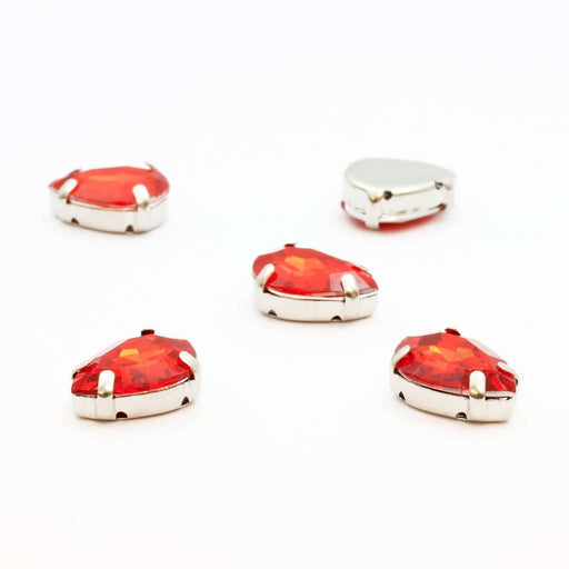 Achat 10 perles strass sertis gouttes rouge 14x10mm à coudre ou coller - Strass en résine