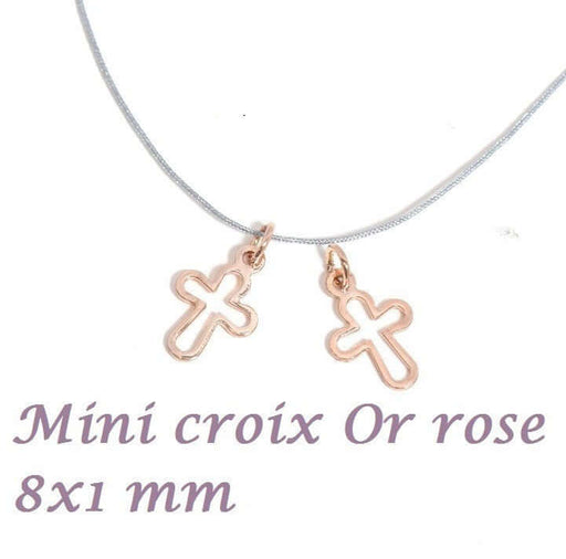 Achat Croix laiton Or Rose - 1 croix - 13x8x1mm, trou: 3mm (1)