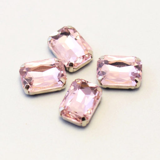 Vente perles strass en verre sertis x 4 rectangles rose 14x10mm à coudre ou coller Strass en verre