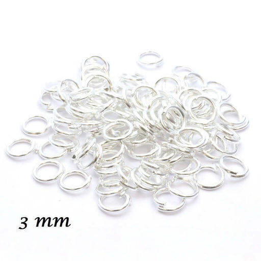 Achat anneaux argentés 3 mm ouverts x40 - 0,5 mm d&#39;épaisseur- apprèts bijoux