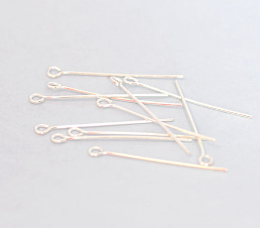 Vente clous à oeil x100 tiges eye pins argentée 38mm apprêt bijoux