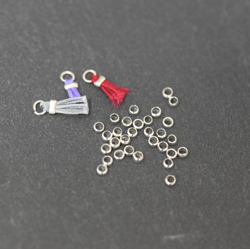 Acheter lot de 20 perles à écraser argent laiton pour mini pompon ou cordon 2,5 mm trou 1,5 mm