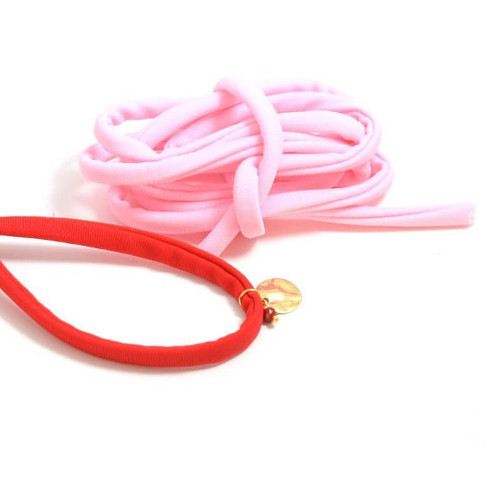 Achat au détail 1 mètre de Cordon ROSE spaghetti en élasthanne 5 mm pour bijoux cordon ou élastique cheveux