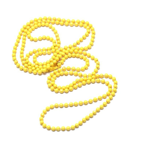 Achat collier chaine à billes x68 cm jaune vif 1,5mm - chaine fantaisie colorée pour sautoir estival