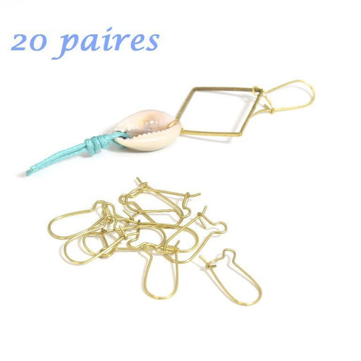 Achat 20 paires de créoles dormeuse petite 16x8 mm laiton brut (x40 unités) - supports boucles d&#39;oreilles en Maxi