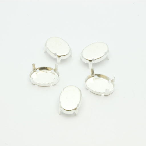 Achat supports sertis x5 argentés support strass et cabochon en verre 10x14mm