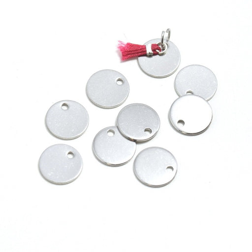 Achat perles plates x10 rondes 10x1mm Acier Inoxydable - Apprèts bijoux