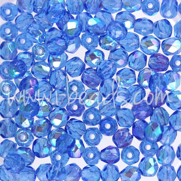 Creez Perles facettes de boheme sapphire ab 4mm (100)