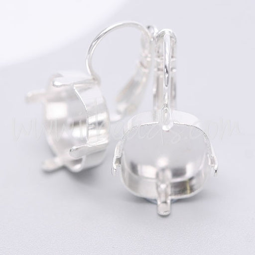 Serti boucle d'oreilles pour Cristal 4470 12mm argenté (2) - LaMercerieDesCopines