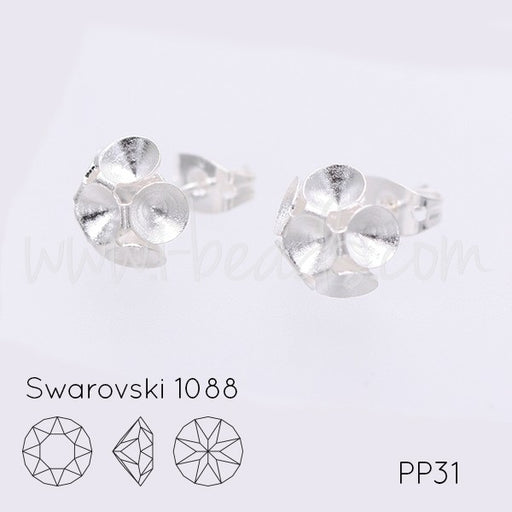 Serti boucle d'oreilles coniques pour 6 Cristal 1088 PP31 argenté (2) - LaMercerieDesCopines