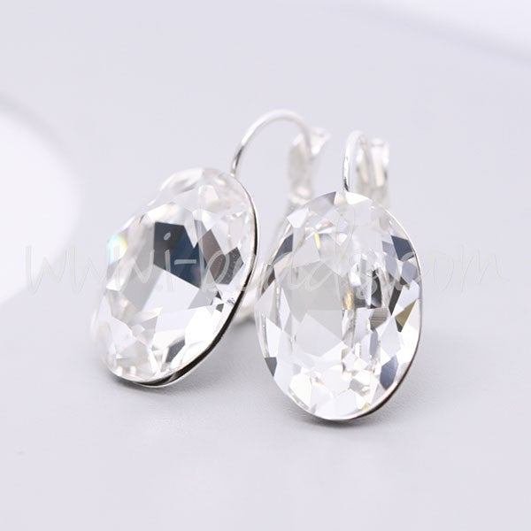 Serti boucle d'oreilles pour Cristal 4120 18x13mm argenté (2) - LaMercerieDesCopines