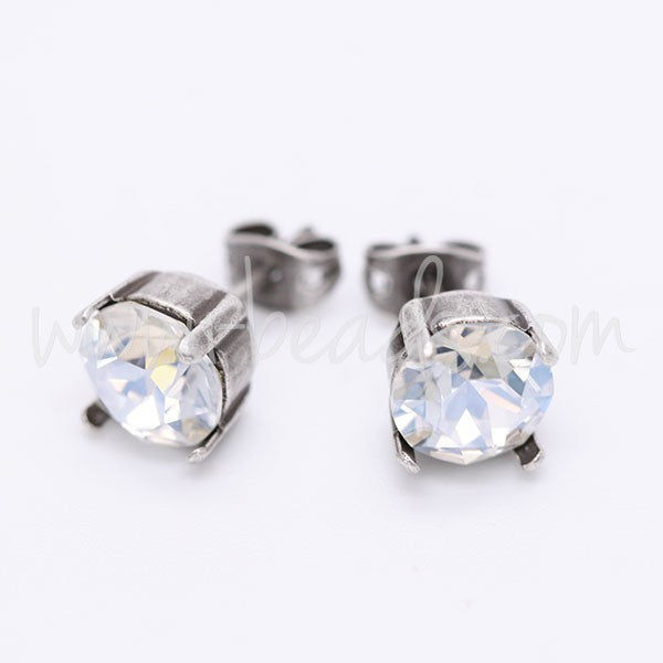 Serti boucle d'oreilles pour Cristal 1088 SS39 argenté vieilli (2) - LaMercerieDesCopines