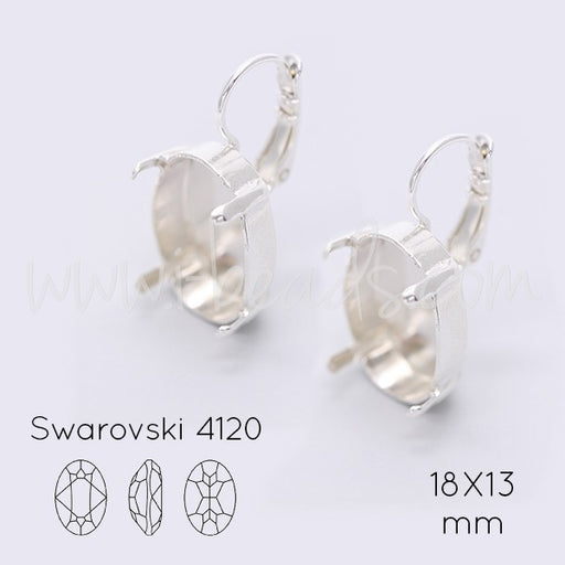 Serti boucle d'oreilles pour Cristal 4120 18x13mm argenté (2) - LaMercerieDesCopines