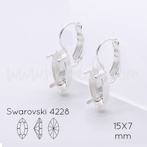 Serti boucle d'oreilles pour Cristal 4228 navette 15x7mm argenté (2) - LaMercerieDesCopines