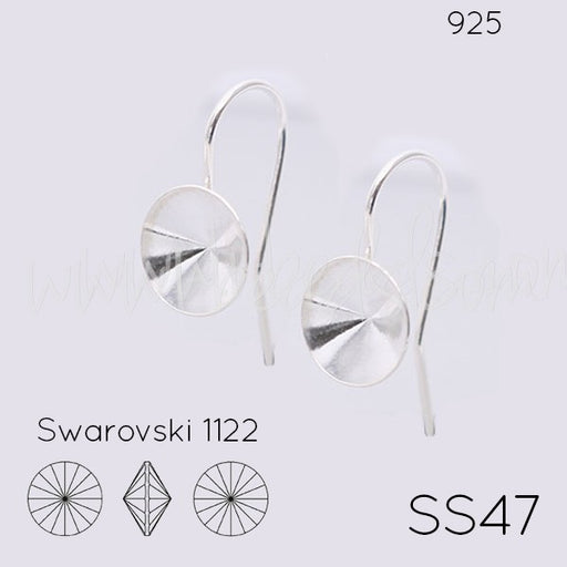 Serti boucle d'oreilles coniques pour Cristal 1122 rivoli SS47 argent 925 (2) - LaMercerieDesCopines