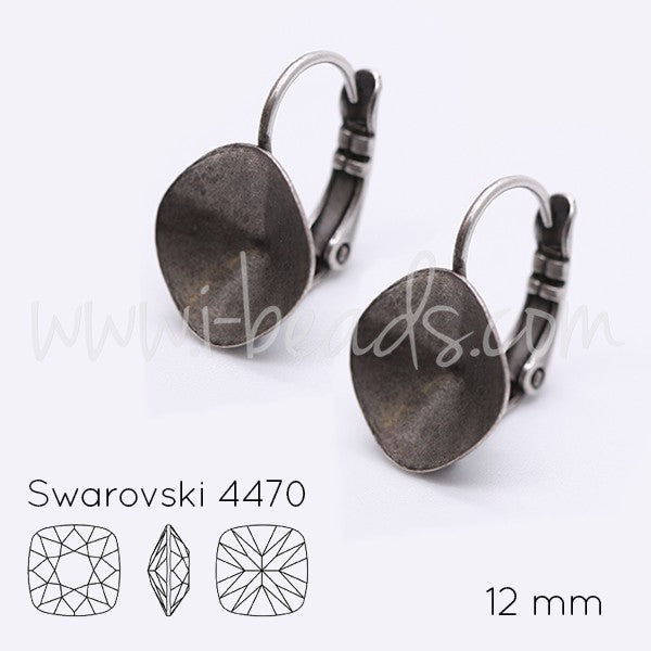 Serti boucle d'oreilles pour Cristal 4470 12mm argenté vieilli (2) - LaMercerieDesCopines