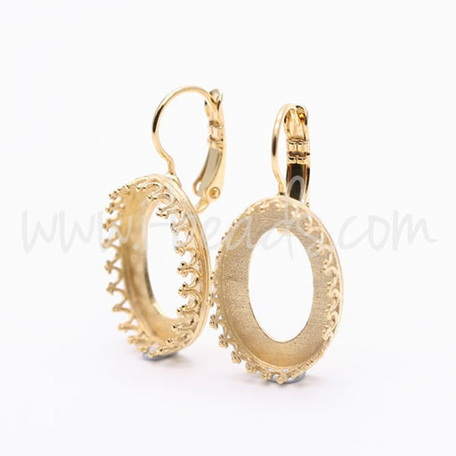 Serti boucle d'oreilles Vintage pour Cristal 4120 18x13mm doré (2) - LaMercerieDesCopines