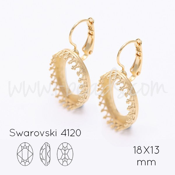 Serti boucle d'oreilles Vintage pour Cristal 4120 18x13mm doré (2) - LaMercerieDesCopines