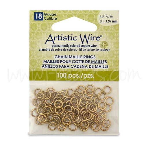 Achat Beadalon 100 anneaux chaine maille fil artistique non terni laiton5/32 (1)