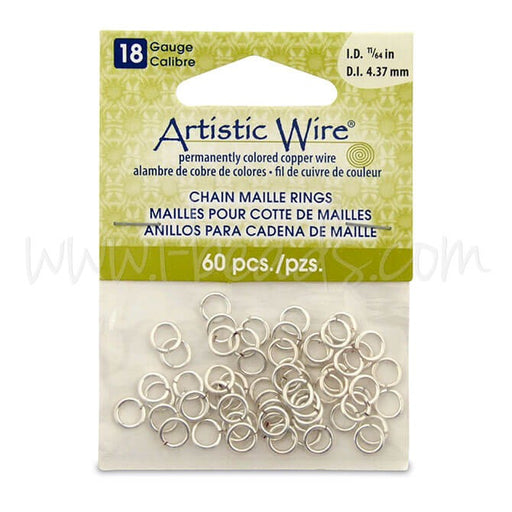 Acheter Beadalon 60 anneaux chaine maille fil artistique non terni plaqué argent 18ga (1)