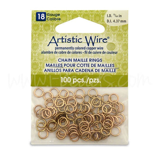 Achat Beadalon 100 anneaux chaine maille fil artistique non terni laiton plaqué 18ga 11/64