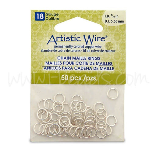 Achat Beadalon 50 anneaux chaine maille fil artistique non terni argenté 18ga 7/32 (1)