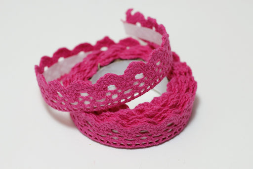 Acheter fabric tape ruban en dentelle rose fuchsia adhésif en coton 2,5m