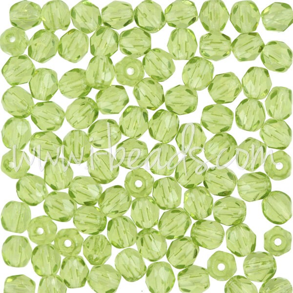 Achat Perles facettes de bohàÂ¨me olivine 4mm (100)