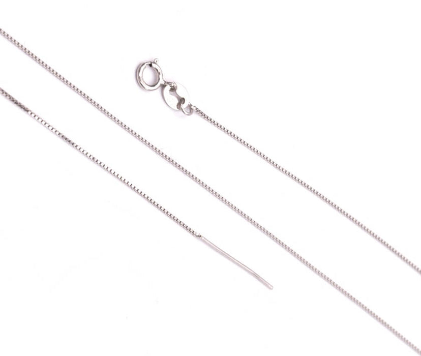 Chaine Collier Fine Carré 0,8mm Argent 925 Rhodié Platine pour perles 45cm (1)