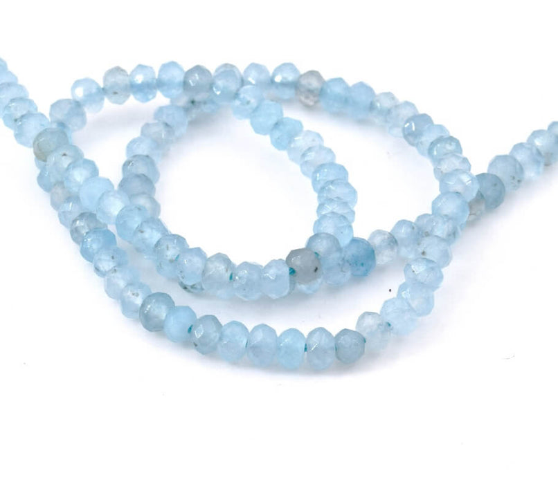 Jade Naturel Teinté BLEU CIEL Perles à facettes - 4mm (1 rang)